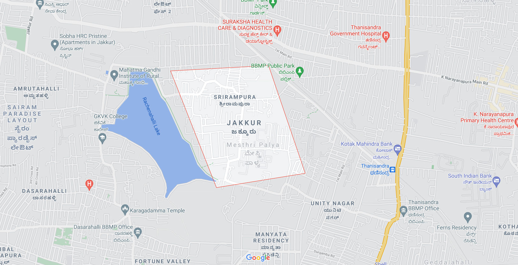 Century Apartments Jakkur Location Map